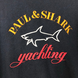 Paul and Shark Navy Embroidered Logo Crew Neck Sweater - Medium (M) PTP 20.75"