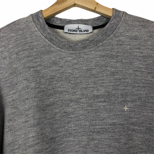 Stone Island Grey Crew Neck Compass Logo Sweater - Medium (M) PTP 20.5"