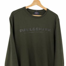 Load image into Gallery viewer, Paul and Shark Khaki Crew Neck Spell Out Logo Sweater - Large (L) PTP 21.25&quot;
