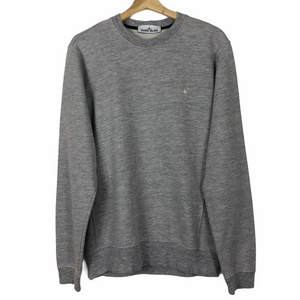 Stone Island Grey Crew Neck Compass Logo Sweater - Medium (M) PTP 20.5"