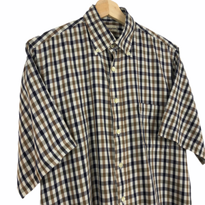 Aquascutum House Check Short Sleeved Shirt - Medium (M) PTP 23"