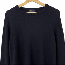 Load image into Gallery viewer, Paul and Shark Navy Wool Crew Neck Logo Sweater - Large (L) PTP 22&quot;
