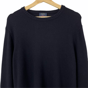 Paul and Shark Navy Wool Crew Neck Logo Sweater - Large (L) PTP 22"