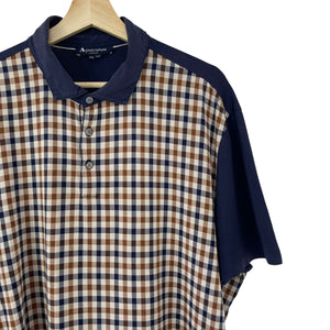 Aquascutum Navy / House Check Short Sleeved Polo - Triple Extra Large (XXXL) PTP 26"