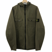 Load image into Gallery viewer, Stone Island Khaki Zip Up Hooded Overshirt - Extra Large (XL) PTP 23.75&quot;
