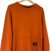 Load image into Gallery viewer, Ma.Strum Orange Crew Neck Logo Sweater - Large (L) PTP 24&quot;
