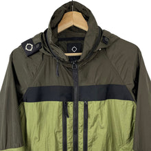 Load image into Gallery viewer, Ma.Strum Khaki Multi Pocket Hooded Crystal Nylon Jacket - Small (S) PTP 21.25&quot;
