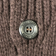 Load image into Gallery viewer, Stone Island Brown Button Up Embroidered Logo Knitted Jumper - Large (L) PTP 25.25&quot;
