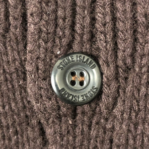 Stone Island Brown Button Up Embroidered Logo Knitted Jumper - Large (L) PTP 25.25"