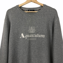 Load image into Gallery viewer, Aquascutum Grey Crew Neck Logo Sweater - Double Extra Large (XXL) PTP 24.25&quot;
