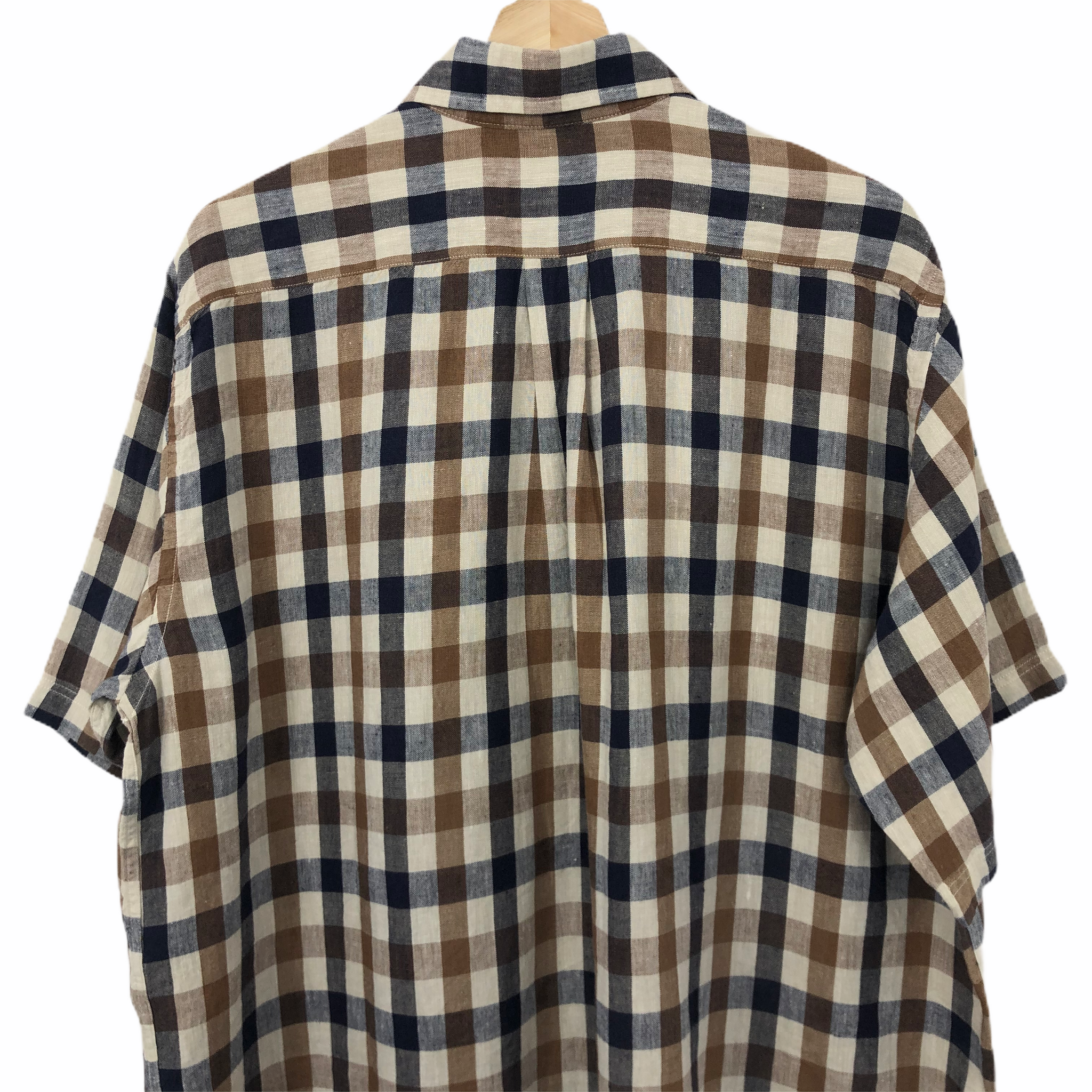 Aquascutum Block Check Short Sleeved Shirt Extra Large XL PTP 27