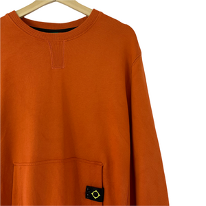 Ma.Strum Orange Crew Neck Logo Sweater - Large (L) PTP 24"