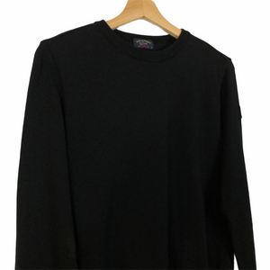 Paul and Shark Black 100% Wool Crew Neck Logo Sweater - Medium (M) PTP 20"