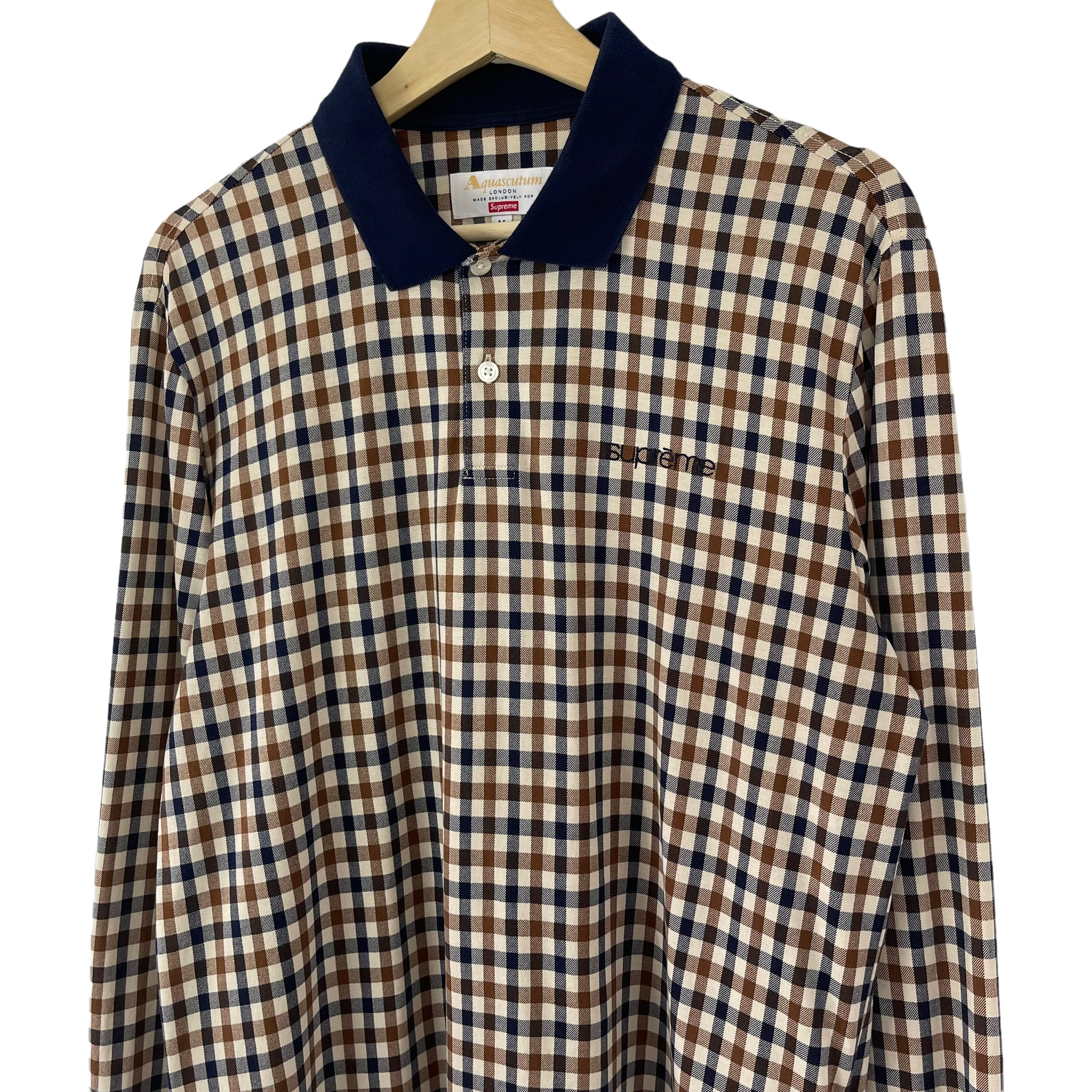 Aquascutum x Supreme House Check Long Sleeved Polo Medium M