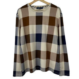 Aquascutum Block Check Long Sleeved T-Shirt - Extra Large (XL) PTP 24"