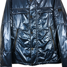 Load image into Gallery viewer, Paul and Shark Blue Nylon Shimmer Multi Pocket Rocket Jacket - Medium (M) PTP 23.5&quot;
