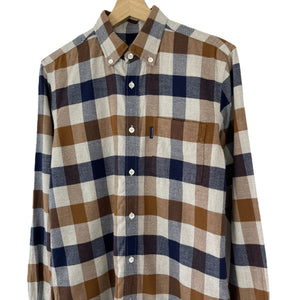 Aquascutum Block Check Flannel Long Sleeved Shirt - Small (S) PTP 19"