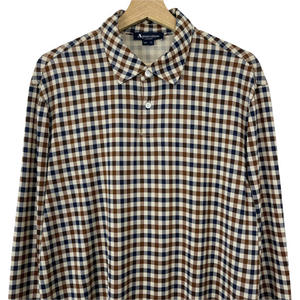 Aquascutum House Check Long Sleeved Polo - Extra Large (XL) PTP 24.25"