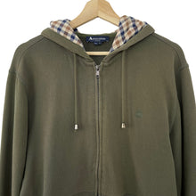 Load image into Gallery viewer, Aquascutum Khaki Green Full Zip Logo Hoody - Large (L) PTP 22&quot;
