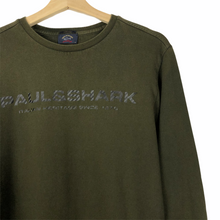 Load image into Gallery viewer, Paul and Shark Khaki Spell Out Crew Neck Sweater - Medium (M) PTP 21&quot;
