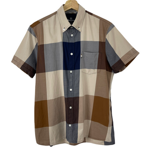 Aquascutum Block Check Short Sleeved Shirt - Medium (M) PTP 21.25"