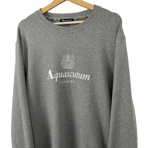 Aquascutum Grey Crew Neck Logo Sweater - Triple Extra Large (XXXL) PTP 26"