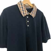 Load image into Gallery viewer, Aquascutum Navy / Check Collar Short Sleeved Polo - Extra Large (XL) PTP 22.5&quot;
