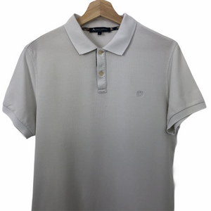 Aquascutum White Short Sleeved Logo Polo - Medium (M) PTP 20"