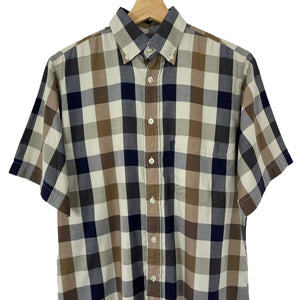 Aquascutum Block Check Short Sleeved Shirt - Small (S) PTP 22"