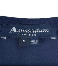 Load image into Gallery viewer, Aquascutum Navy / House Check Short Sleeved T-Shirt - Medium (M) PTP 21&quot;
