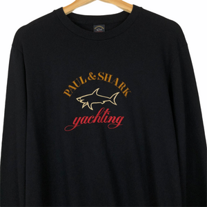 Paul and Shark Navy Embroidered Logo Crew Neck Sweater - Medium (M) PTP 20.75"