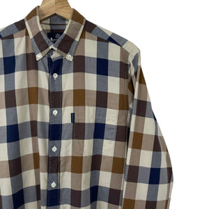 Aquascutum Block Check Long Sleeved Shirt - Medium (M) PTP 20.5"