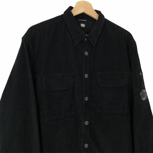 C.P Company Black Corduroy Button Up Overshirt - Extra Large (XL) PTP 25"