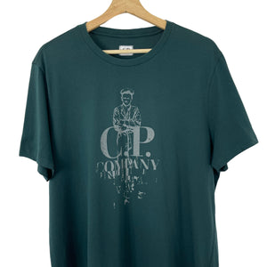 C.P Company Teal Short Sleeved Logo T-Shirt - Extra Large (XL) PTP 22"