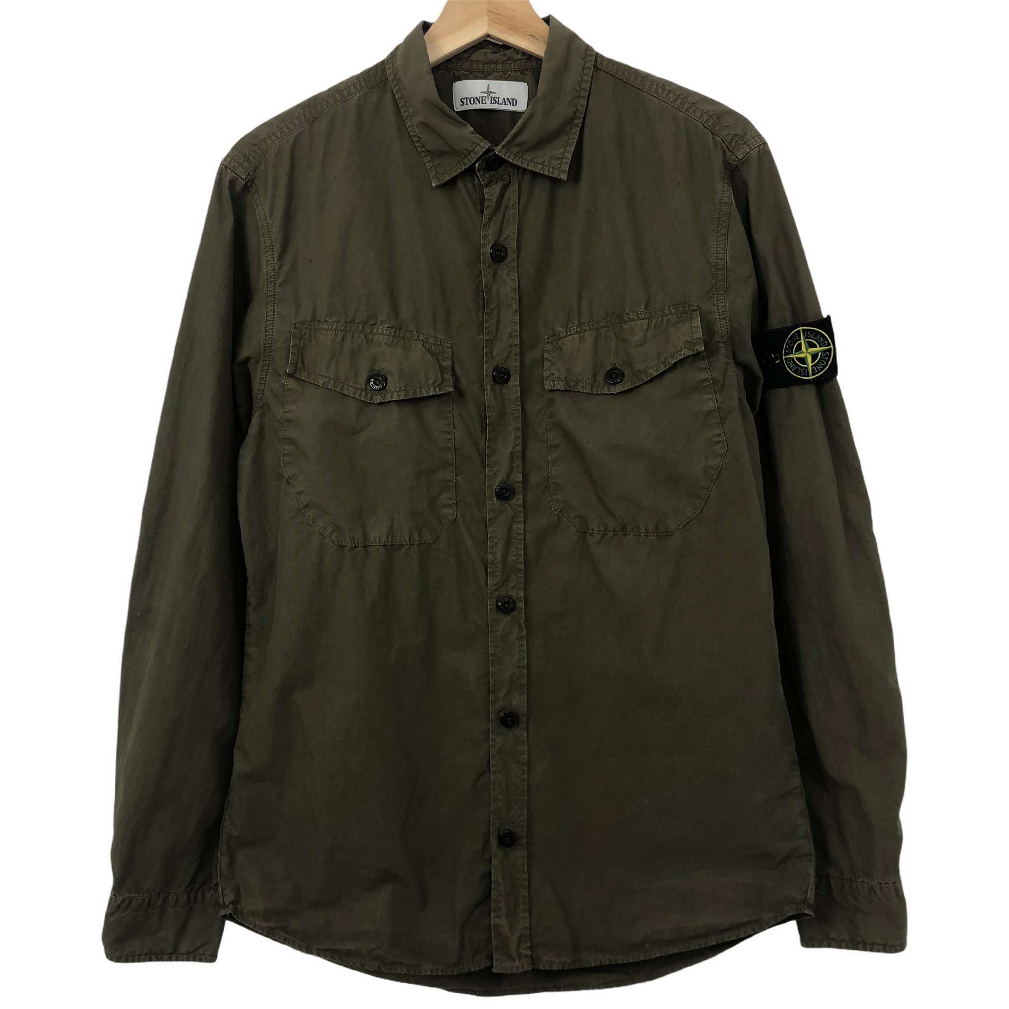 Stone Island Khaki Button Up Overshirt Medium M PTP 20