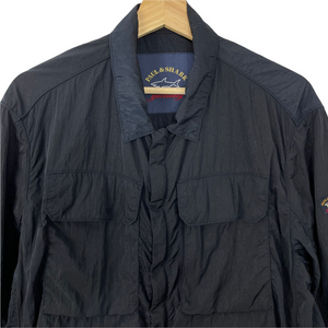 Paul and Shark Navy Econyl Nylon Metal Overshirt - Large (L) PTP 24"