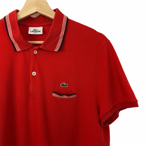 Lacoste Red Short Sleeved Polo - Medium (M) PTP 20.5"