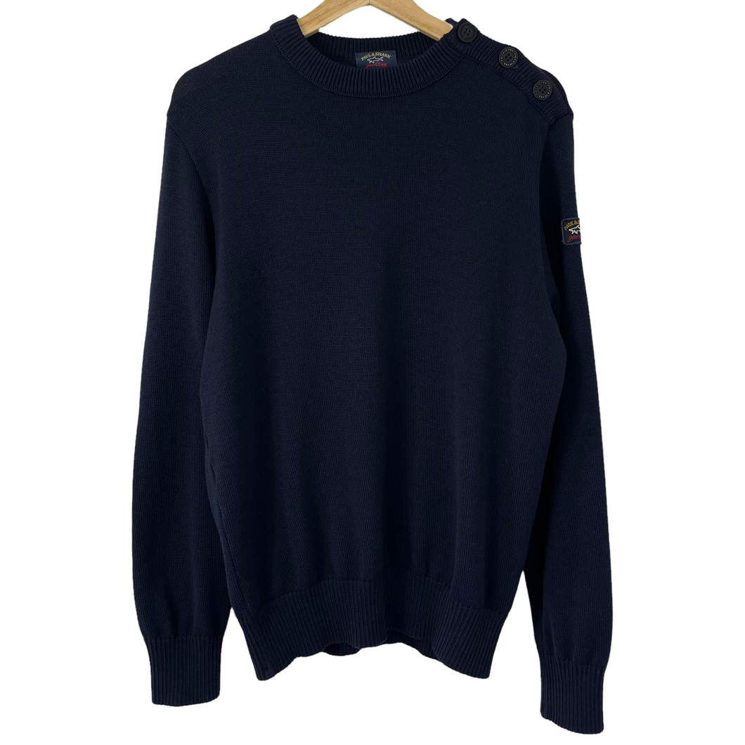 Paul and Shark Navy 100% Wool Crew Neck Sweater - Extra Large (XL) PTP 22