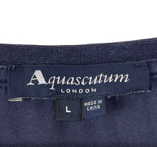 Load image into Gallery viewer, Aquascutum Navy / House Check Short Sleeved T-Shirt - Large (L) PTP 22.5&quot;
