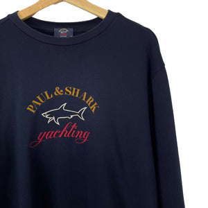 Paul and Shark Navy Embroidered Logo Crew Neck Sweater - Double Extra Large (XXL) PTP 24.5"