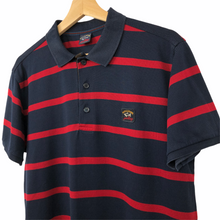 Load image into Gallery viewer, Paul and Shark Navy / Red Striped Short Sleeved Polo - Large (L) PTP 21&quot;
