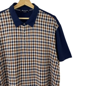 Aquascutum Navy / House Check Short Sleeved Polo - Triple Extra Large (XXXL) PTP 26"