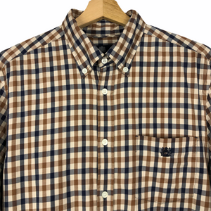 Aquascutum House Check Long Sleeved Shirt - Large (L) PTP 22"