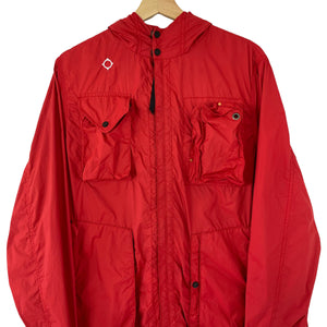 Ma.Strum Red Multi Pocket Hooded Sniper Jacket - Medium (M) PTP 22.75"