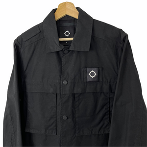 Ma.Strum Black Multi Pocket Button Up Overshirt - Small (S) PTP 20.75"