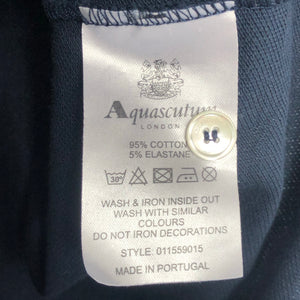 Aquascutum Navy / Check Collar Short Sleeved Polo - Extra Large (XL) PTP 22.5"