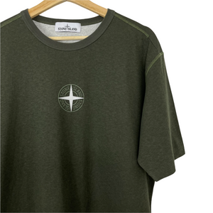 Stone Island Olive Short Sleeved Logo T-Shirt - Large (L) PTP 22.5"