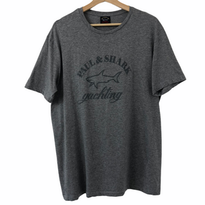 Paul and Shark Grey Short Sleeved Logo T-Shirt - Double Extra Large (XXL) PTP 23.25"