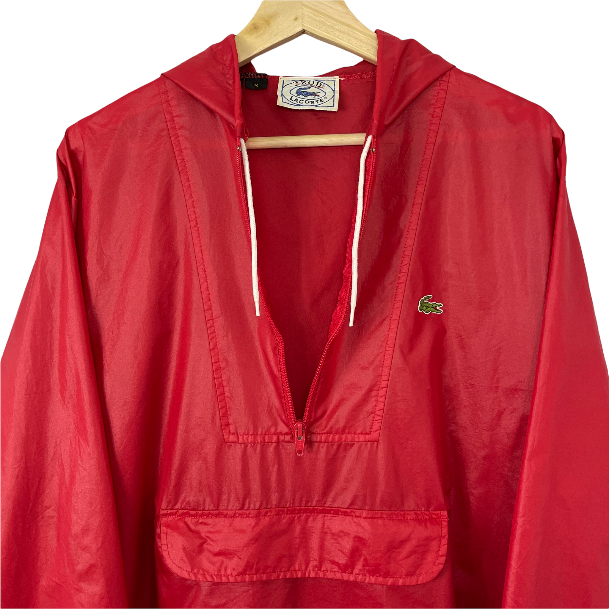 Vintage Red Lacoste Izod Half Zip Cagoule - Medium (M) PTP 22.75