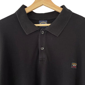 Paul and Shark Black Long Sleeved Polo - Five Extra Large (5XL) PTP 30.25"